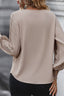 V-Neck Spliced & Pleated Blouse
