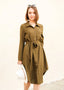 Belted Long-Sleeve Shirt Dress