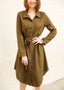 Belted Long-Sleeve Shirt Dress